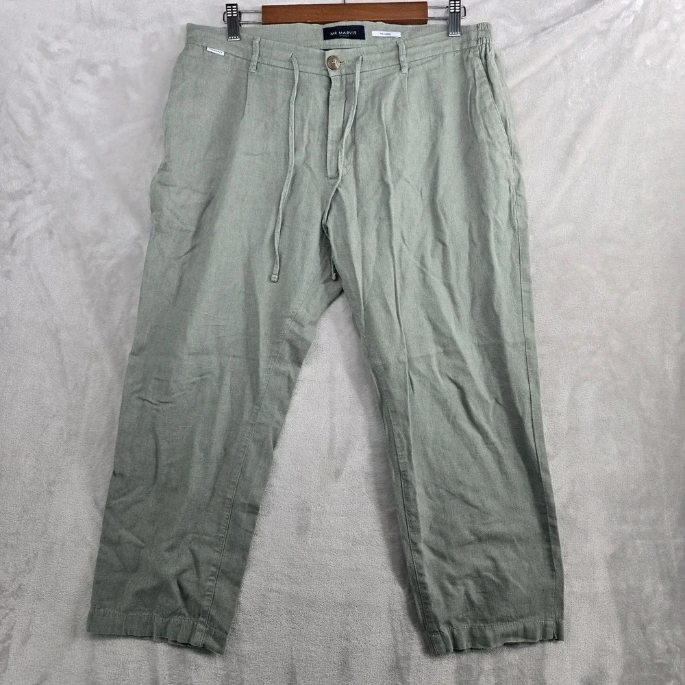 MR MARVIS The Linens Mens Green Drawstring Casual‎ Pants 36x24